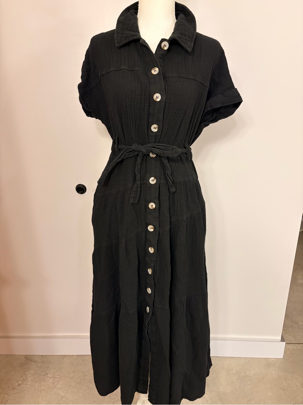 Baltic Born Button-Front Cotton Gauze Maxi Dress